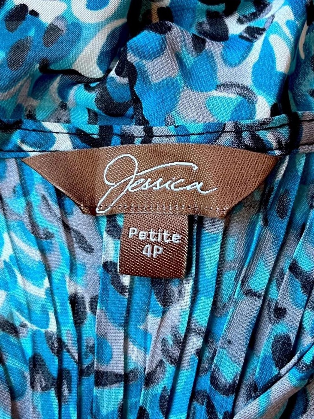 Blue Ruffle-Front Women's Blouse - Picture 3 of 6